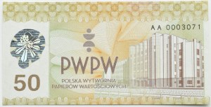 PWPW, 50th AA series test bill in original folder, rare AA series