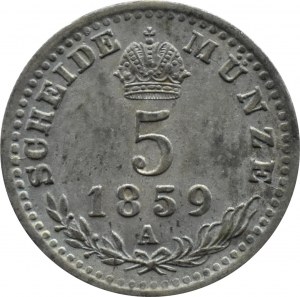 Austria, Franz Joseph I, 5 krajcars 1859 A, Vienna