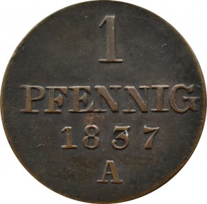 Germany, Kingdom of Hannover, 1 pfennig 1837 B, Hannover, rare vintage