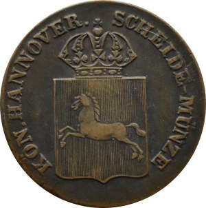 Germany, Kingdom of Hannover, 1 pfennig 1837 B, Hannover, rare vintage