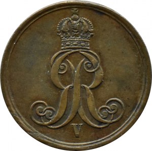 Niemcy, Hannover, Jerzy V, 1 pfennig 1862 B, Hannover