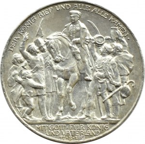 Niemcy, Prusy, Bitwa pod Lipskiem, 3 marki 1913 A, Berlin PIĘKNE!