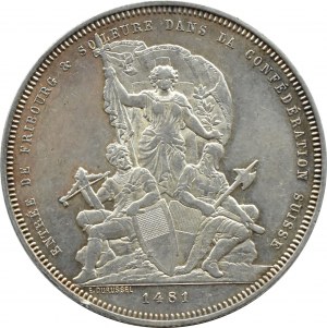Switzerland, 5 francs 1881, 500th anniversary of Freiburg in the Swiss Confederation, Bern