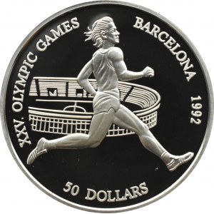 Cook Island, 50 dolarów 1990, Barcelona 92 - biegacz, UNC