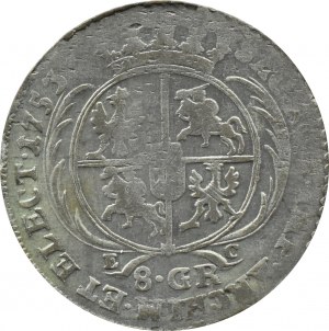 August III Sas, dwuzłotówka (8 groszy) 1753 E.C., Lipsk