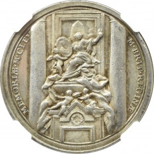 Medal wybity z okazji poświęcenia nagrobka Marii Klementyny Sobieskiej 1743, SREBRO, BARDZO RZADKI