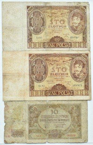 II RP/GG, set of banknotes - 3 pieces