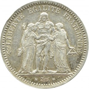 Francja, Trzecia Republika, 5 franków 1873 A, Paryż