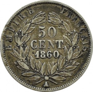 France Empire, Napoleon III Bonaparte, 50 centimes 1860 A, Paris