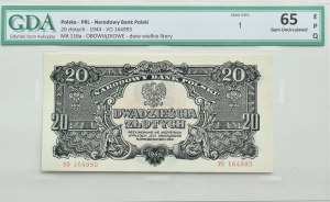 People's Poland, Lublin series, 20 gold 1944, YO series, ....-owe, GDA 65 EPQ