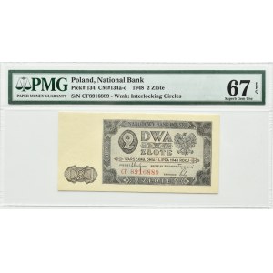RP, 2 złote 1948, seria CF, Warszawa, PMG 67 EPQ