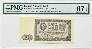 RP, 2 zloty 1948, CF series, Warsaw, PMG 67 EPQ