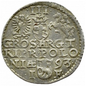 Zygmunt III Waza, trojak 1593 IF, Olkusz, RZADKI