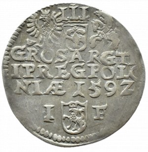 Sigismund III Vasa, trojak 1592 Olkusz, FULL DATE, RARE
