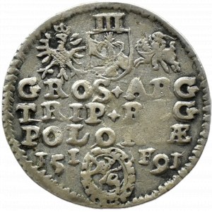 Zygmunt III Waza, trojak 1591 IF, Olkusz