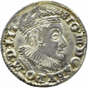 Sigismund III Vasa, trojak 1590 IF, Olkusz LEWART coat of arms in decorative shield