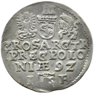 Zygmunt III Waza, trojak 1592 IF, Olkusz, SKRÓCONA DATA