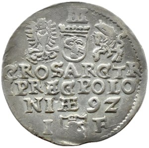 Sigismund III Vasa, trojak 1592 IF, Olkusz, SHORT DATE