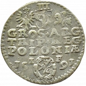 Zygmunt III Waza, trojak 1591 IF, Olkusz