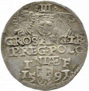 Sigismund III Vasa, trojak 1591 IF, Olkusz, NIENOTATED