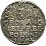 Zygmunt III Waza, trojak 1604(3), Kraków PRZEBITKA DATY