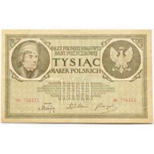 II RP, 1000 marek 1919, bez litery serii, PODWÓJNA NUMERACJA