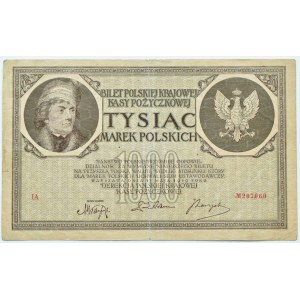 II RP, 1000 marek 1919, seria IA, Warszawa, NAJRZADSZY TYP MAJOWEJ EMISJI