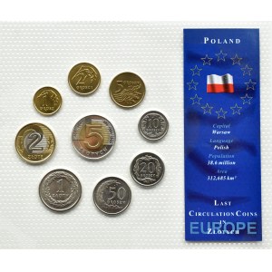 III RP, zestaw monet od 1 grosza - 5 złotych 1992-2004, UNC