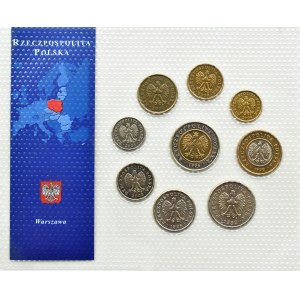 III RP, zestaw monet od 1 grosza - 5 złotych 1992-2004, UNC