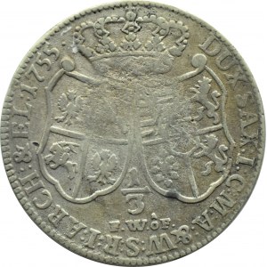 August III Sas, 1/3 thaler (two-zloty) 1755 FWóF, Dresden
