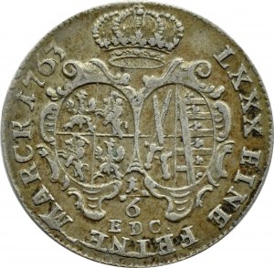 August III Sas, 1/6 thaler (gold) 1763 EDC., Leipzig RARE