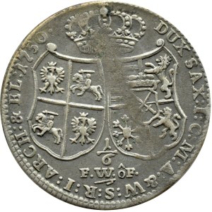 August III Sas, 1/6 talara (złotówka) 1750 FWóF, Drezno