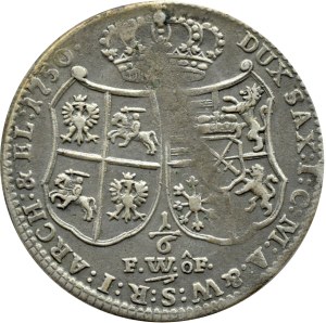 August III Sas, 1/6 talara (złotówka) 1750 FWóF, Drezno