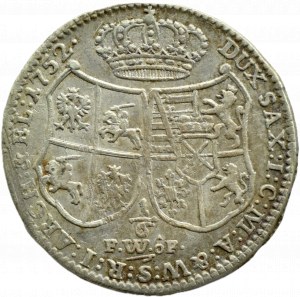 August III Sas, 1/6 talara (złotówka) 1752 FWóF, Drezno BARDZO ŁADNE