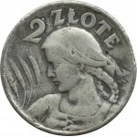 II RP, Kłosy, 2 złote 1925 z kropką, FAŁSZERSTWO Z EPOKI