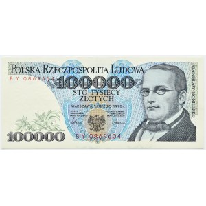 PRL, St. Moniuszko, 100 000 złotych 1990, seria BY, UNC