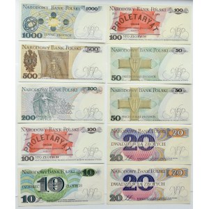 PRL, lot 10 banknotów 10-1000 złotych 1982-1988, Warszawa