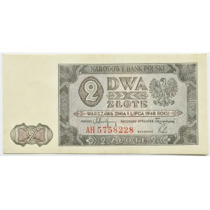 RP, 2 złote 1948, seria AH, Warszawa, UNC