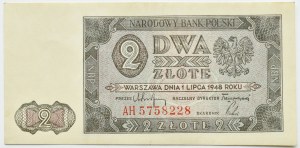 RP, 2 zloty 1948, AH series, Warsaw, UNC