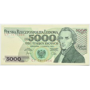 PRL, F. Chopin, 5000 złotych 1982, seria CF, UNC