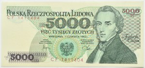 PRL, F. Chopin, 5000 gold 1982, CF series, UNC