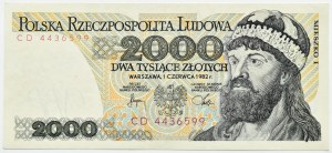 PRL, Mieszko I, 2000 gold 1982, CD series, Warsaw, UNC