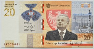 Third Republic, Lech Kaczynski, 20 zloty 2021, Warsaw, UNC