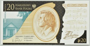 III RP, Frederic Chopin, 20 zloty 2009, Warsaw, UNC
