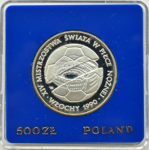People's Republic of Poland, 500 zloty 1988, Football World Cup - Italy 1990, Warsaw, UNC
