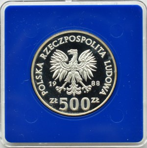 People's Republic of Poland, 500 zloty 1988, Football World Cup - Italy 1990, Warsaw, UNC