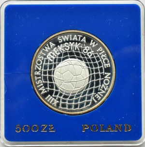 People's Republic of Poland, 500 zloty 1986, Soccer World Cup - Mexico 1986, Warsaw, UNC