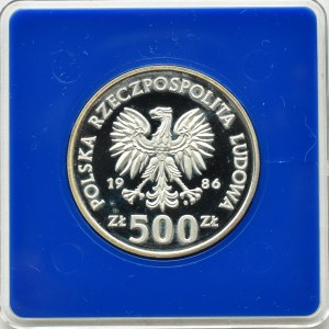 People's Republic of Poland, 500 zloty 1986, Soccer World Cup - Mexico 1986, Warsaw, UNC