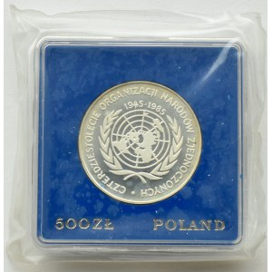 People's Republic of Poland, 500 zloty 1985, 40 years of the United Nations, Warsaw, UNC