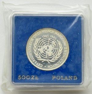 People's Republic of Poland, 500 zloty 1985, 40 years of the United Nations, Warsaw, UNC